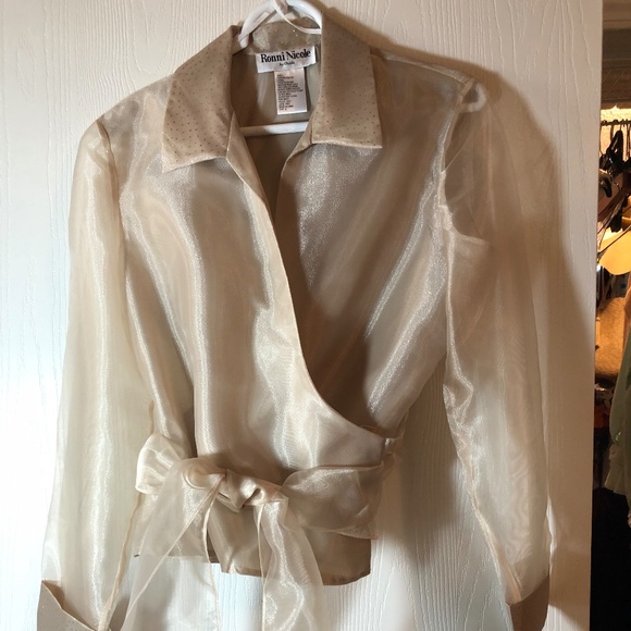 Metallic Gold Wrap blouse - Picture 1 of 2